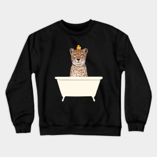 Cheetah in Bathtub Crewneck Sweatshirt